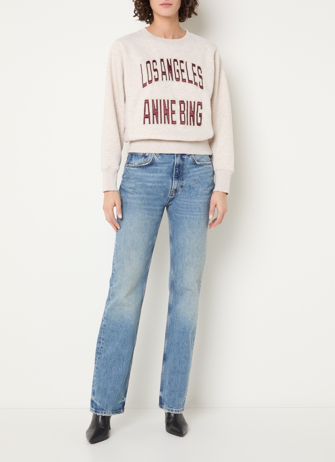 Anine Bing Harry sweater met logoborduring - voorkant 2 beige