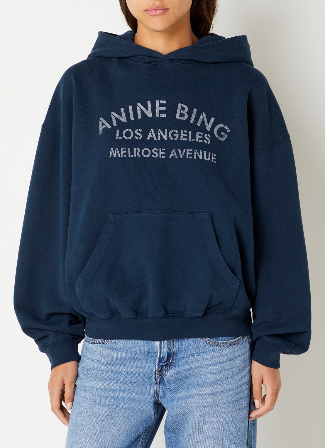 Anine Bing Harvey hoodie met logoprint - detail donkerblauw