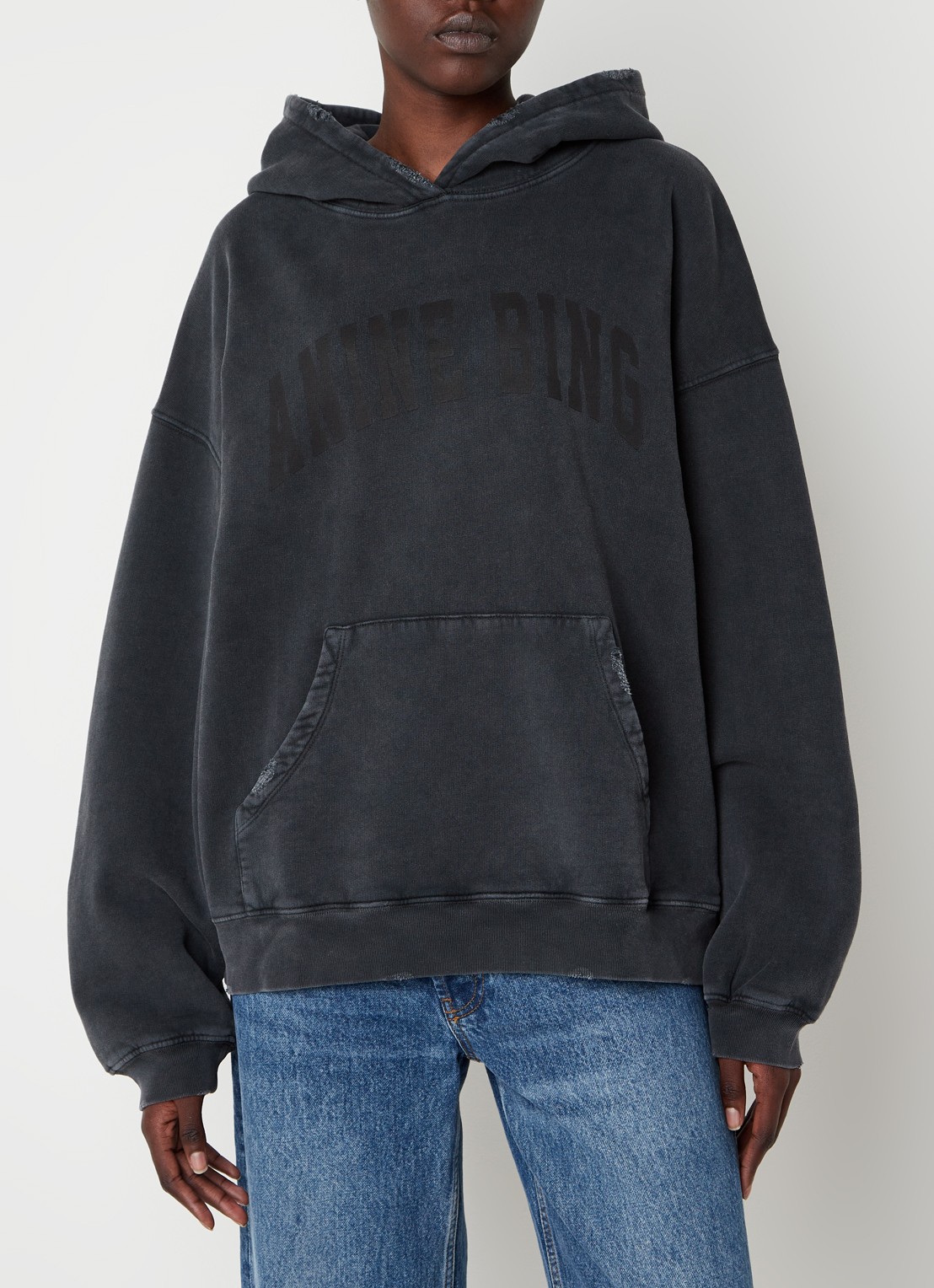 Anine Bing Harvey oversized hoodie met logoprint - detail 4 zwart