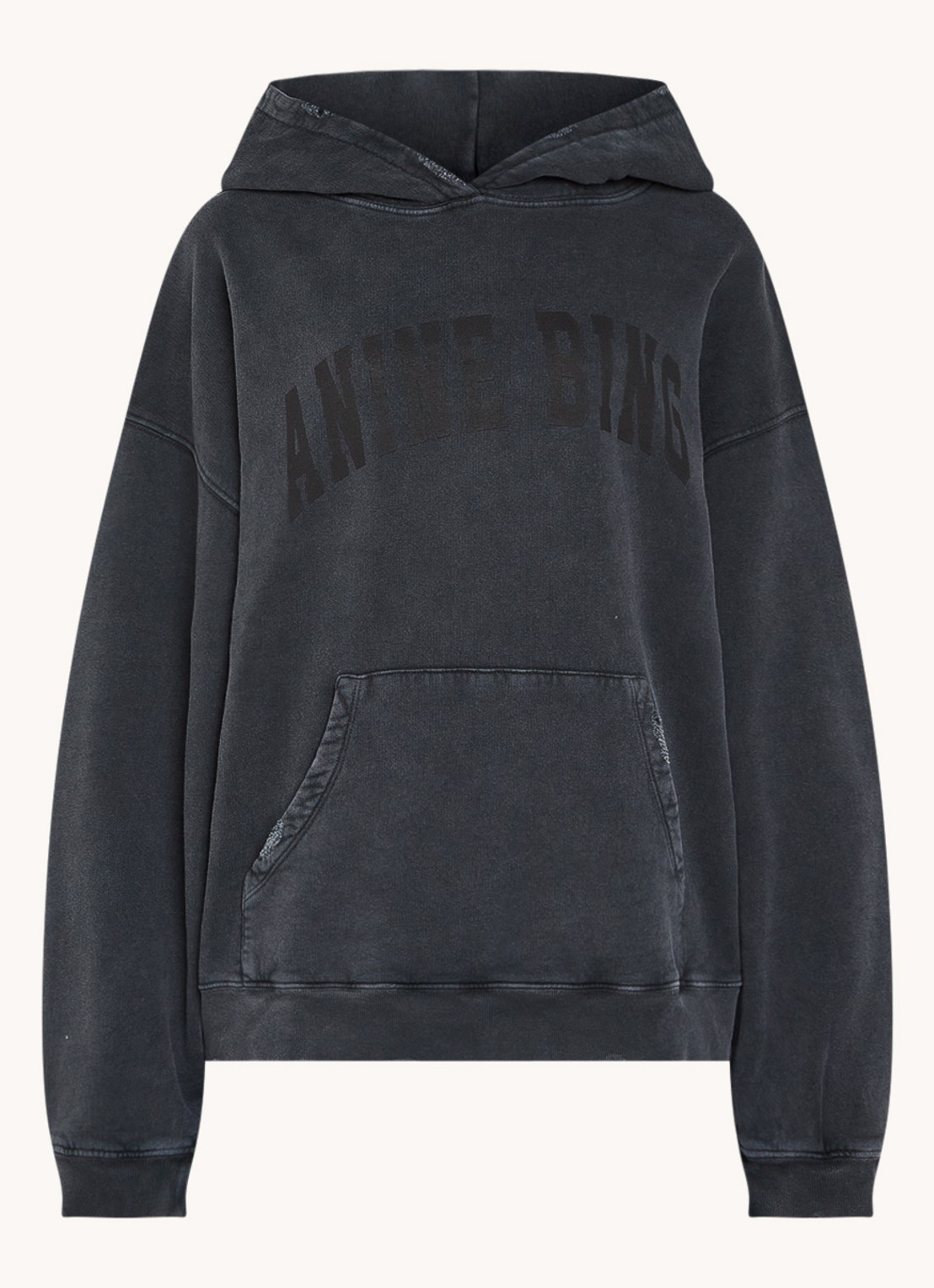 Anine Bing Harvey oversized hoodie met logoprint - voorkant zwart
