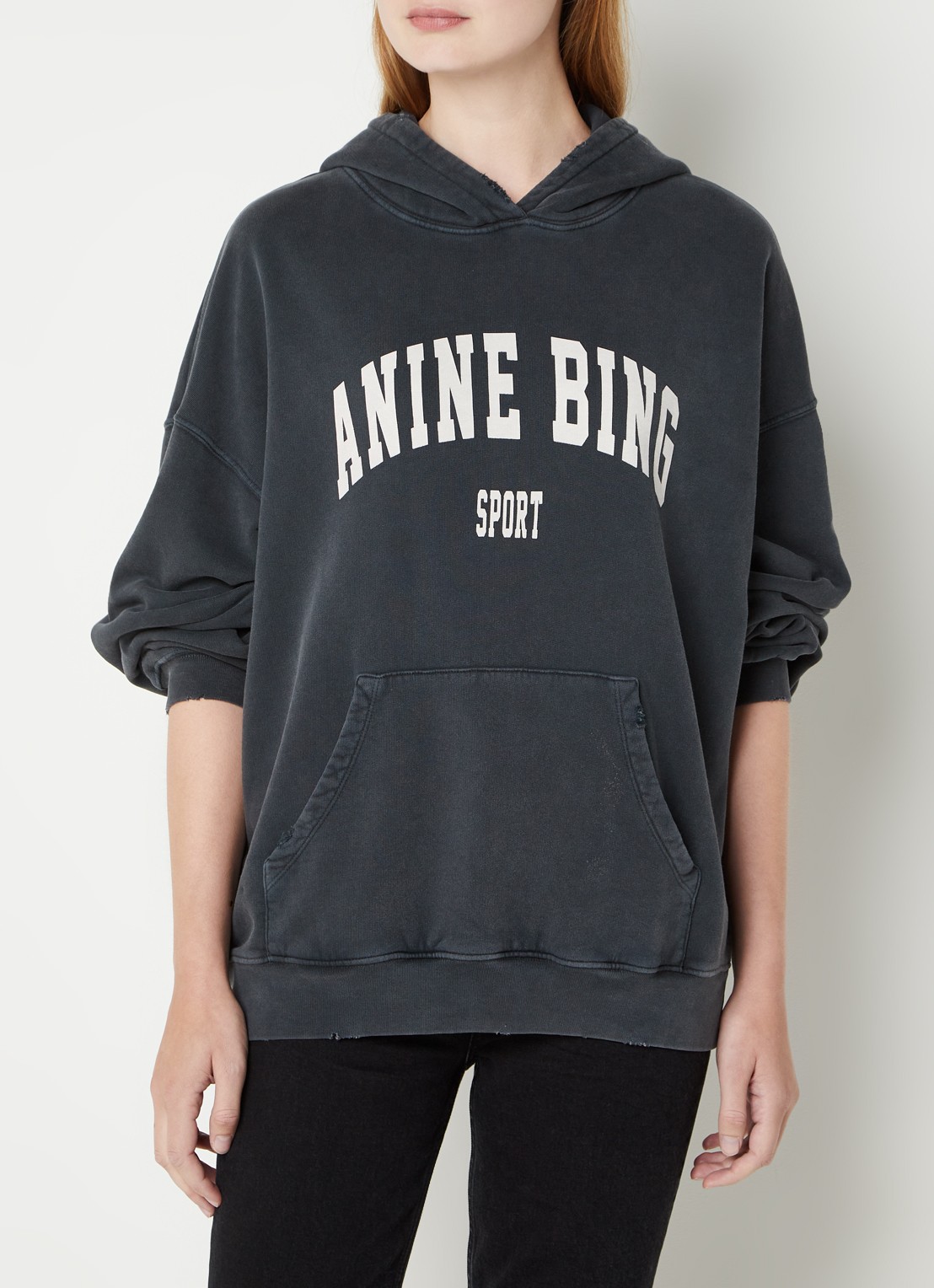 Anine Bing Harvey oversized hoodie van  katoen met logoprint - achterkant 3 grijs