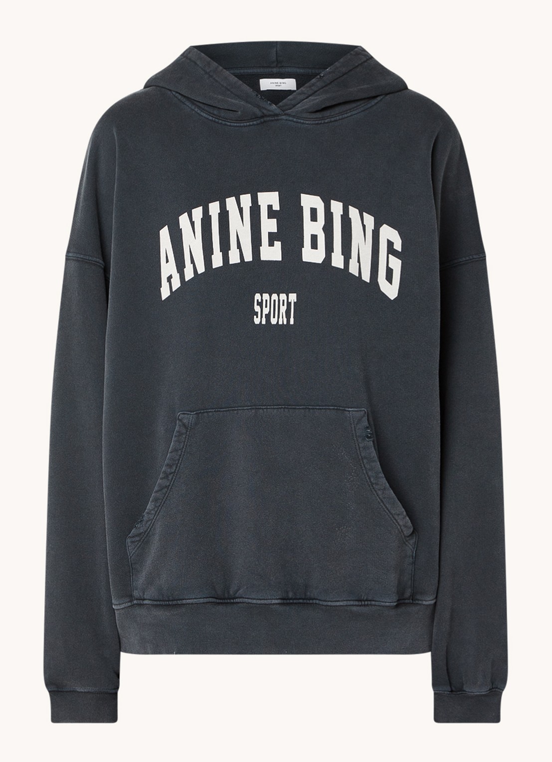 Anine Bing Harvey oversized hoodie van  katoen met logoprint - voorkant grijs