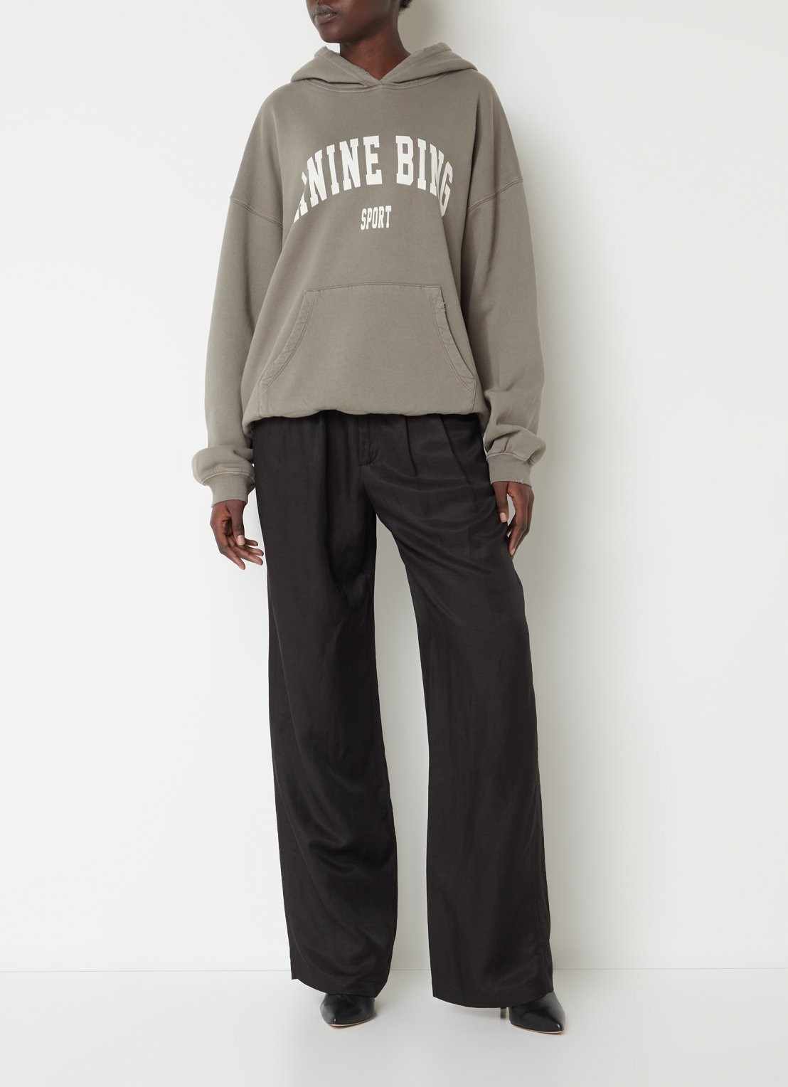 Anine Bing Harvey oversized hoodie van  katoen met logoprint - voorkant 4 groen