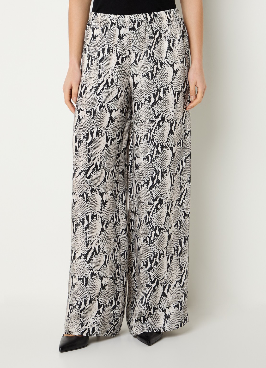 Anine Bing High waist wide fit pantalon met slangenprint en steekzakken - detail 4 multicolor