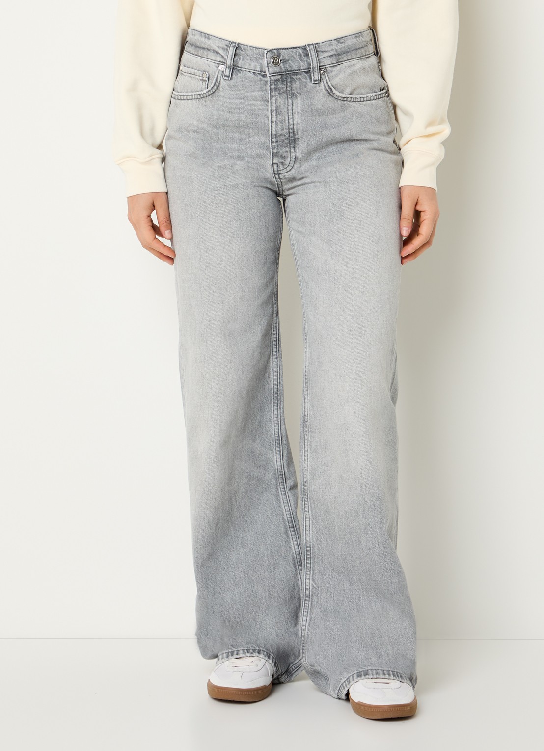 Anine Bing Hugh high waist wide fit jeans met gekleurde wassing - detail 4 grijs