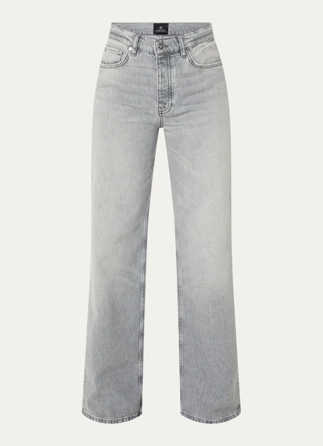 Anine Bing Hugh high waist wide fit jeans met gekleurde wassing - voorkant 2 grijs
