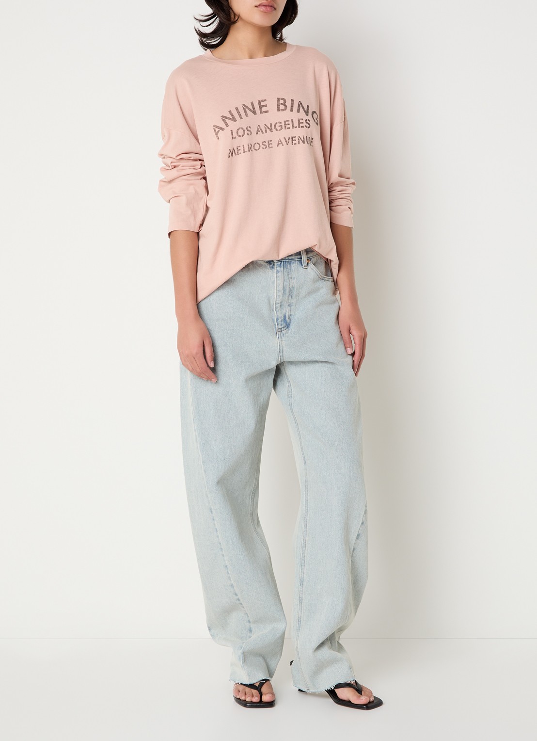 Anine Bing Ivan longsleeve met logoprint - voorkant 2 roze