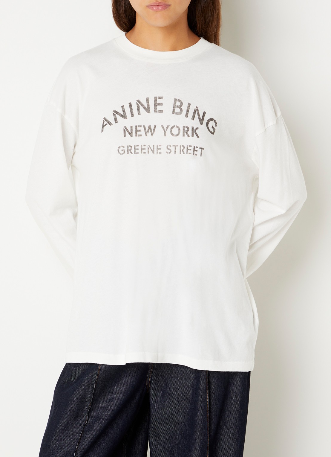 Anine Bing Ivan longsleeve met logoprint - detail 2 gebroken wit