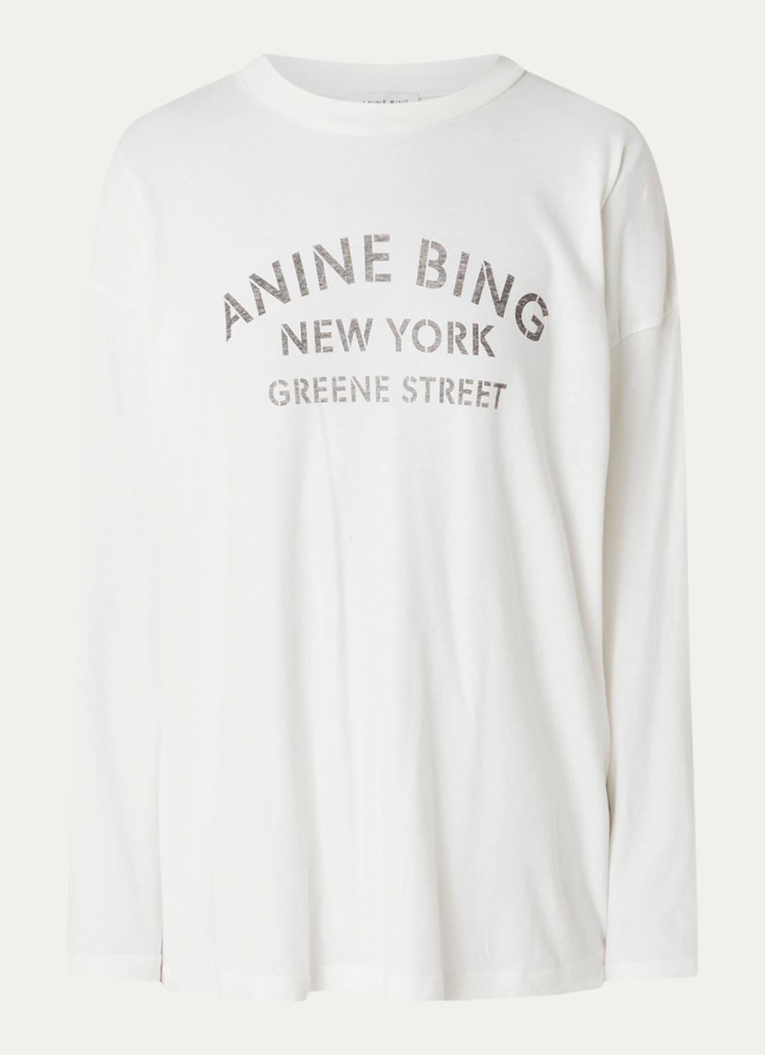Anine Bing Ivan longsleeve met logoprint - voorkant 3 gebroken wit