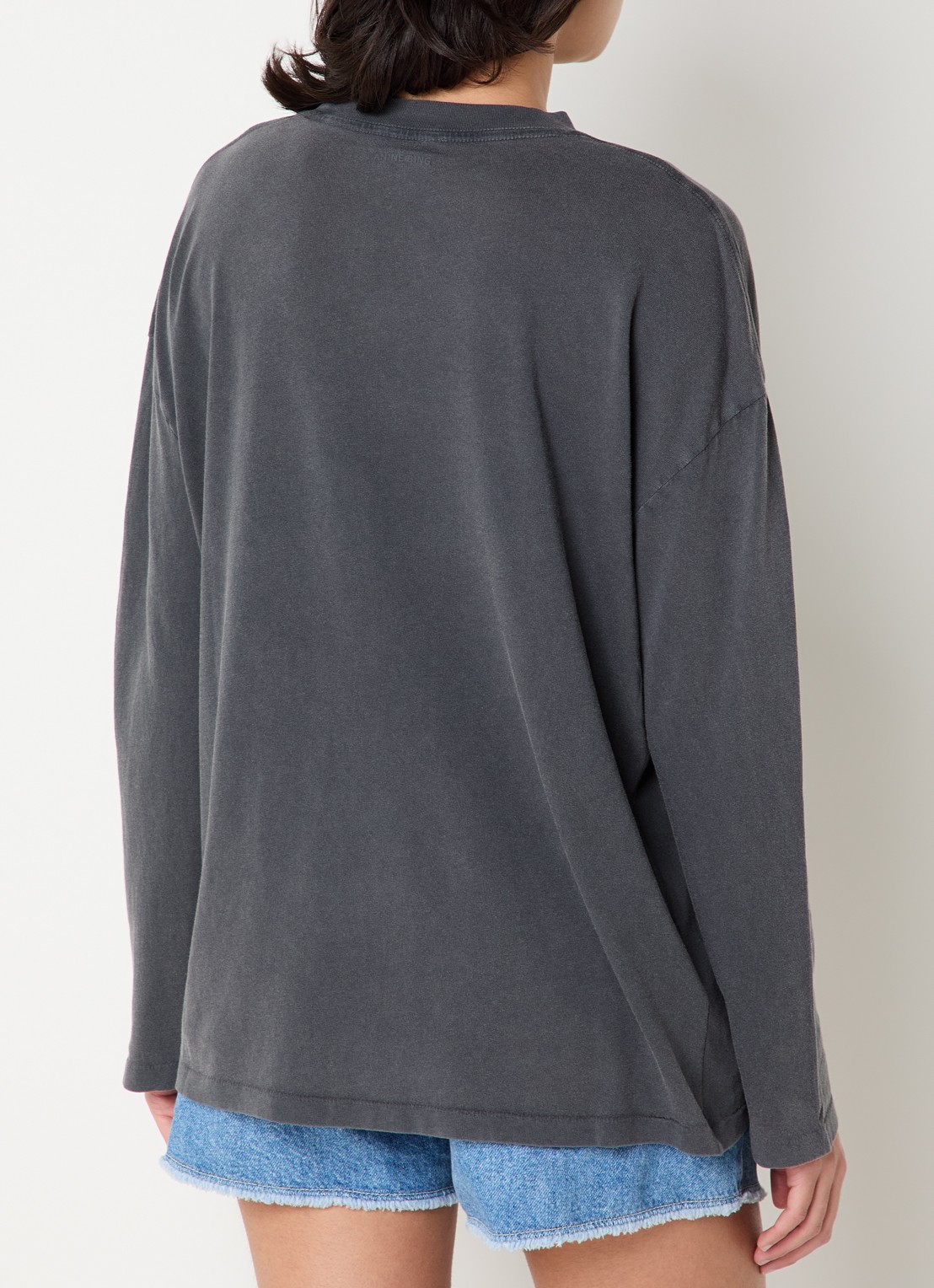 Anine Bing Ivan T-shirt met logoprint - achterkant antraciet