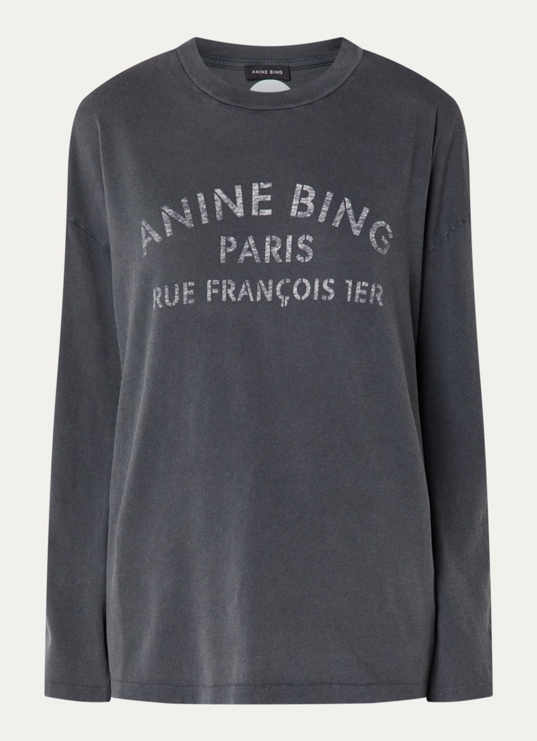 Anine Bing Ivan T-shirt met logoprint - voorkant 3 antraciet