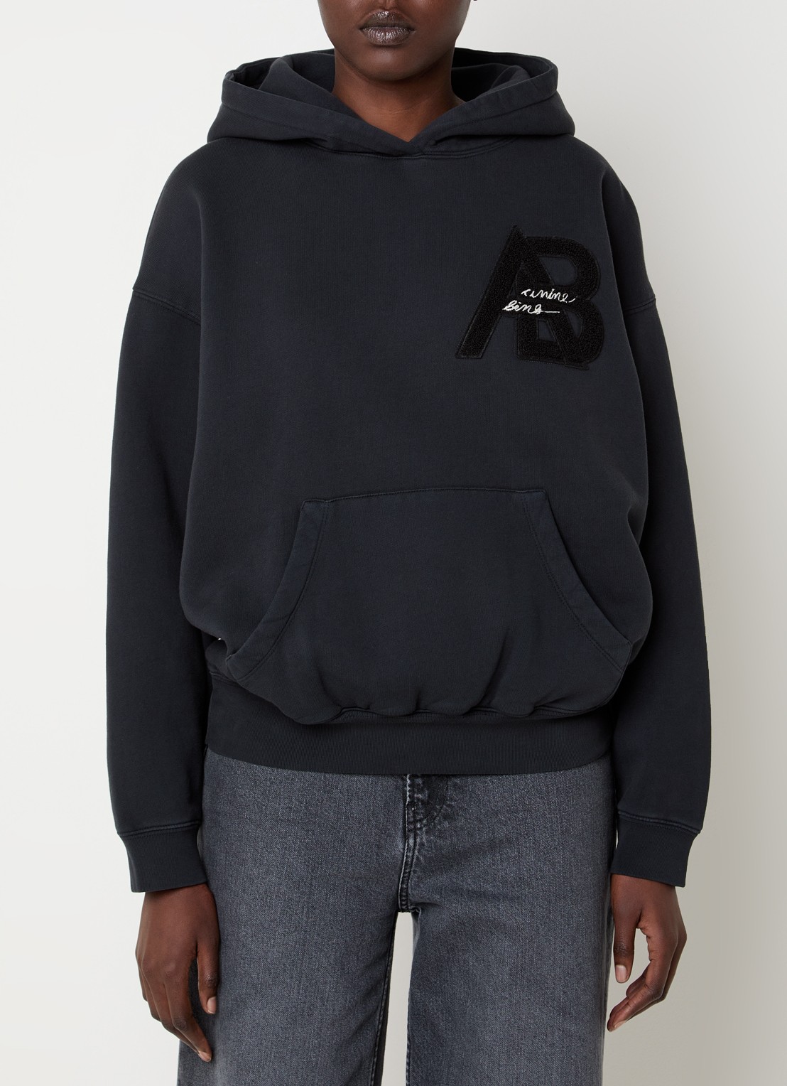Anine Bing Jaci hoodie met logo - detail 3 zwart
