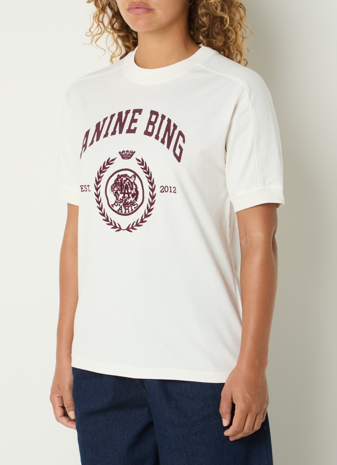 Anine Bing Jaylin T-shirt met print - detail gebroken wit