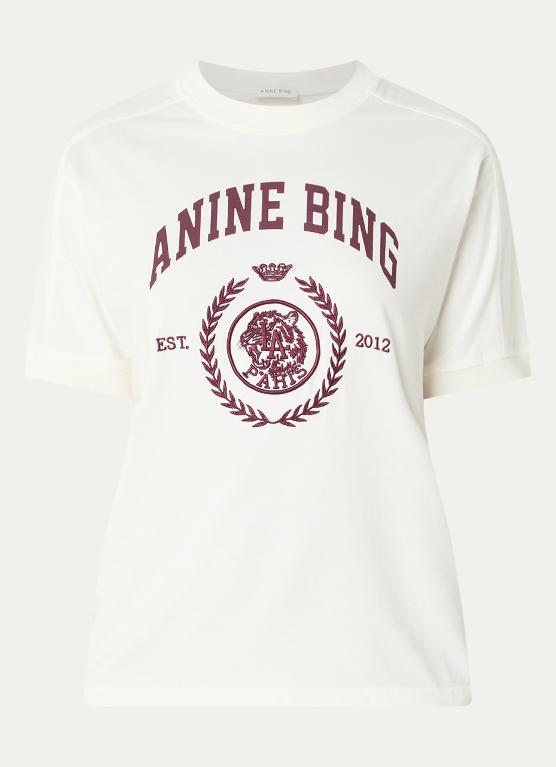 Anine Bing Jaylin T-shirt met print - voorkant 2 gebroken wit