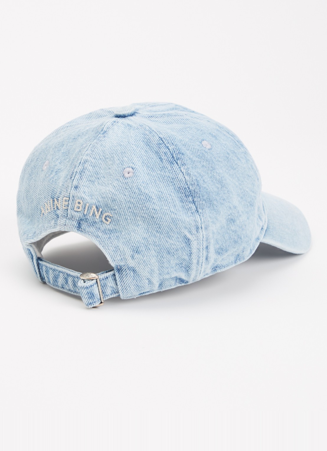 Anine Bing Jeremy pet van denim met logoborduring - detail blauwgrijs