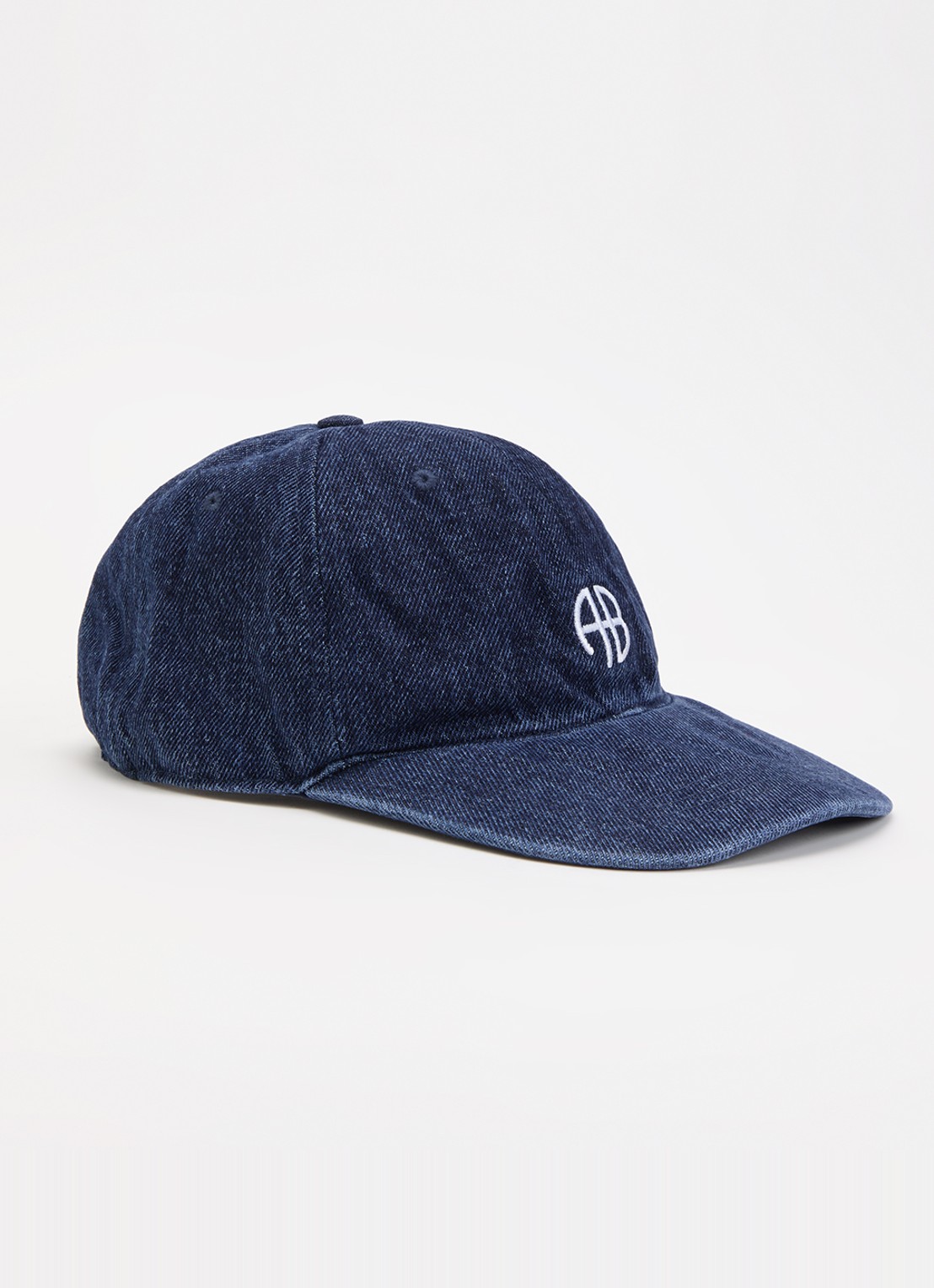 Anine Bing Jeremy pet van denim met logoborduring  - voorkant indigo
