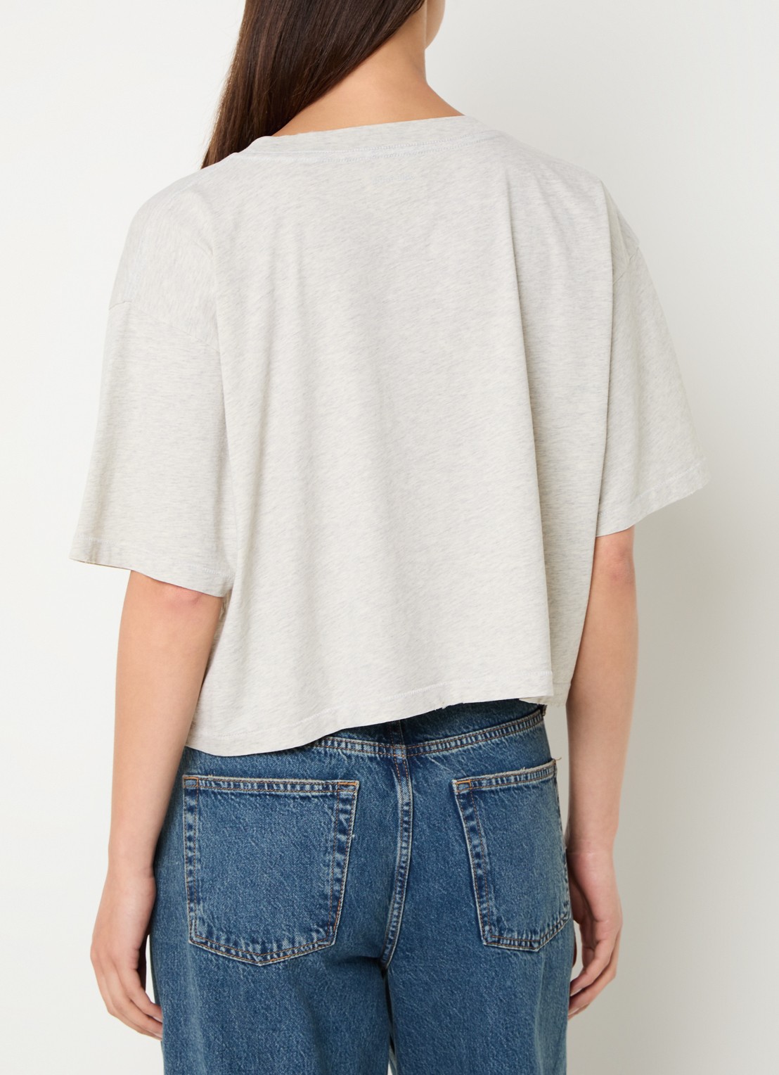 Anine Bing Johnny cropped T-shirt met logoprint  - achterkant 3 lichtgrijs