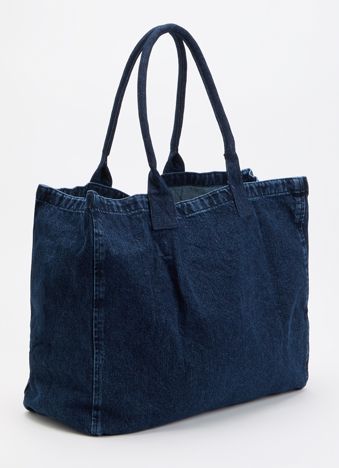 Anine Bing Leo schoudertas van denim met logo - achterkant indigo