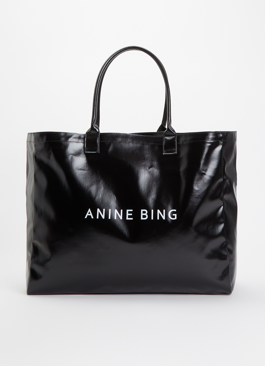 Anine Bing Leo shopper met logo - voorkant 5 zwart