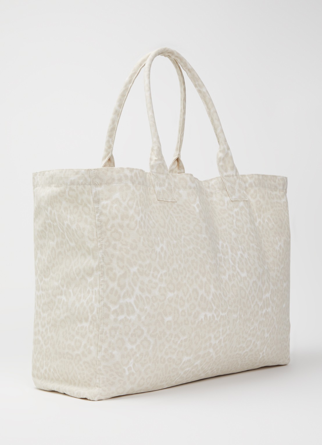 Anine Bing Leo shopper van canvas met panterprint - achterkant 5 beige