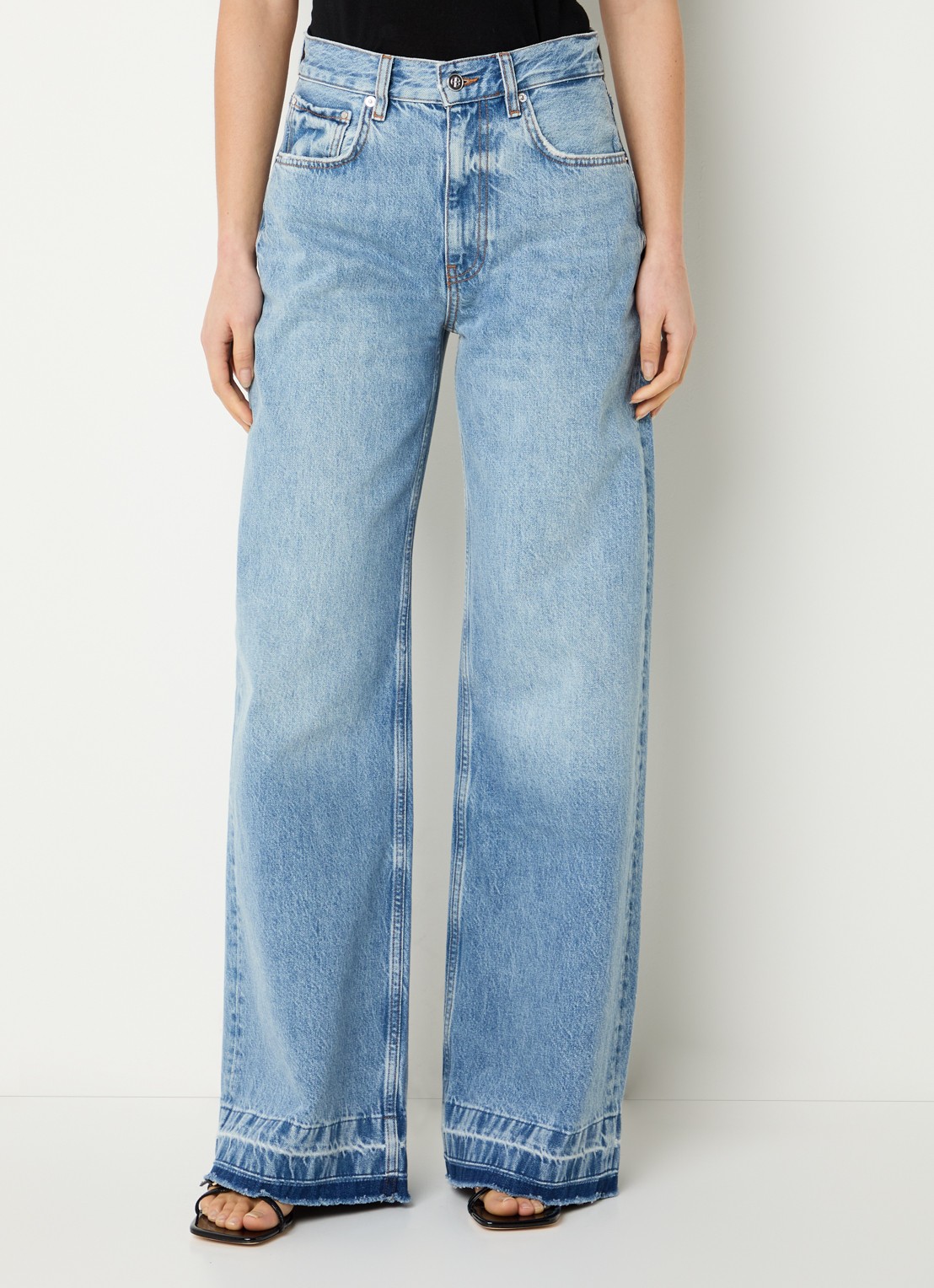 Anine Bing Lewis high waist flared fit jeans met medium wassing - detail 3 blauw