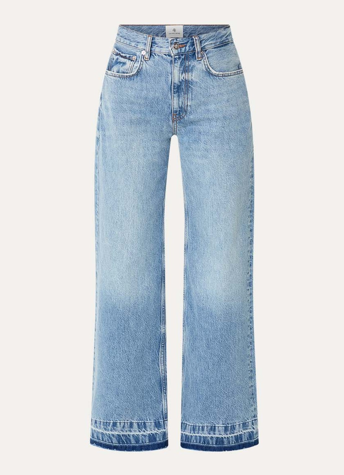 Anine Bing Lewis high waist flared fit jeans met medium wassing - voorkant blauw