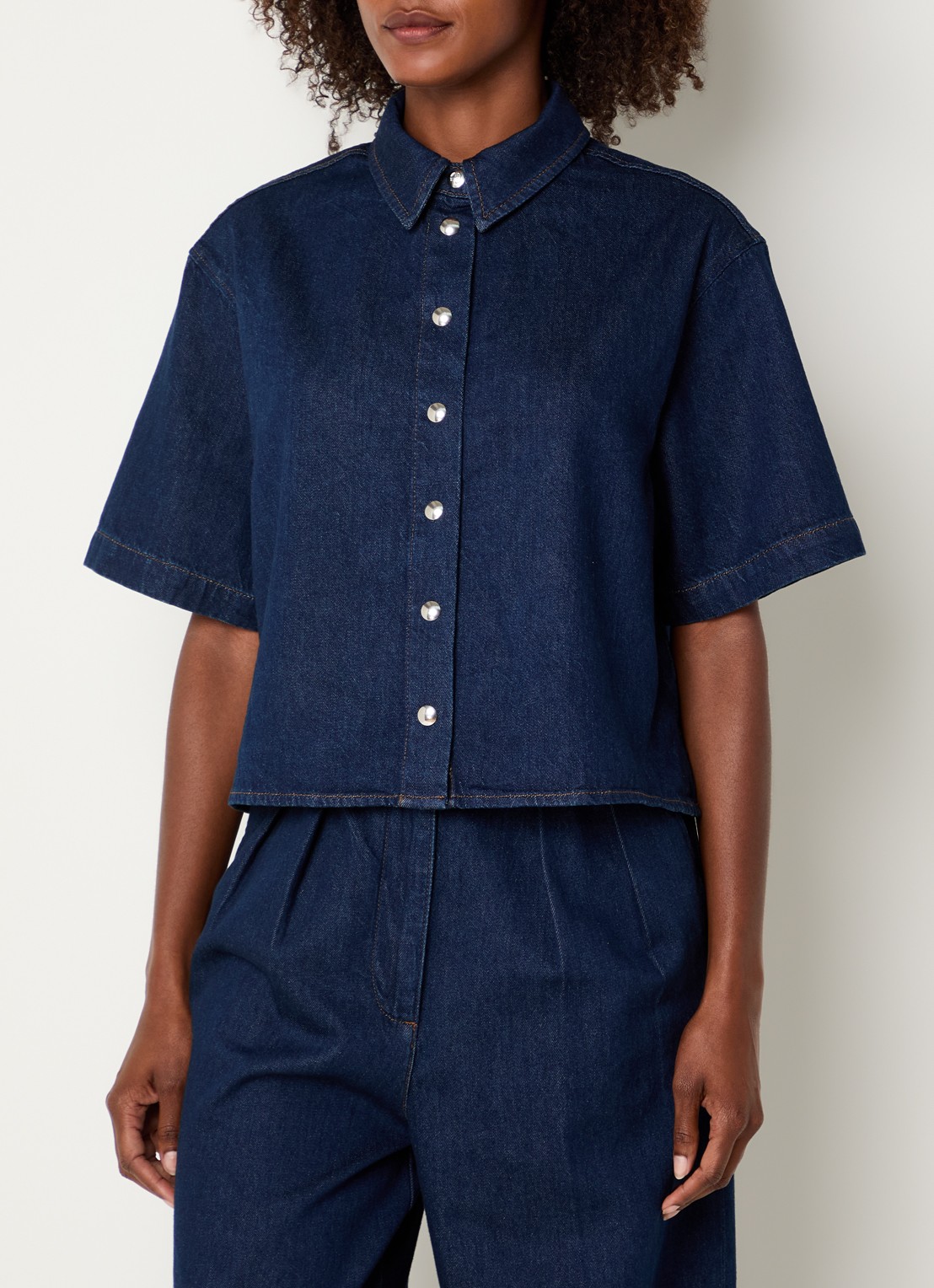 Anine Bing Lincoln blouse van denim - detail 4 indigo