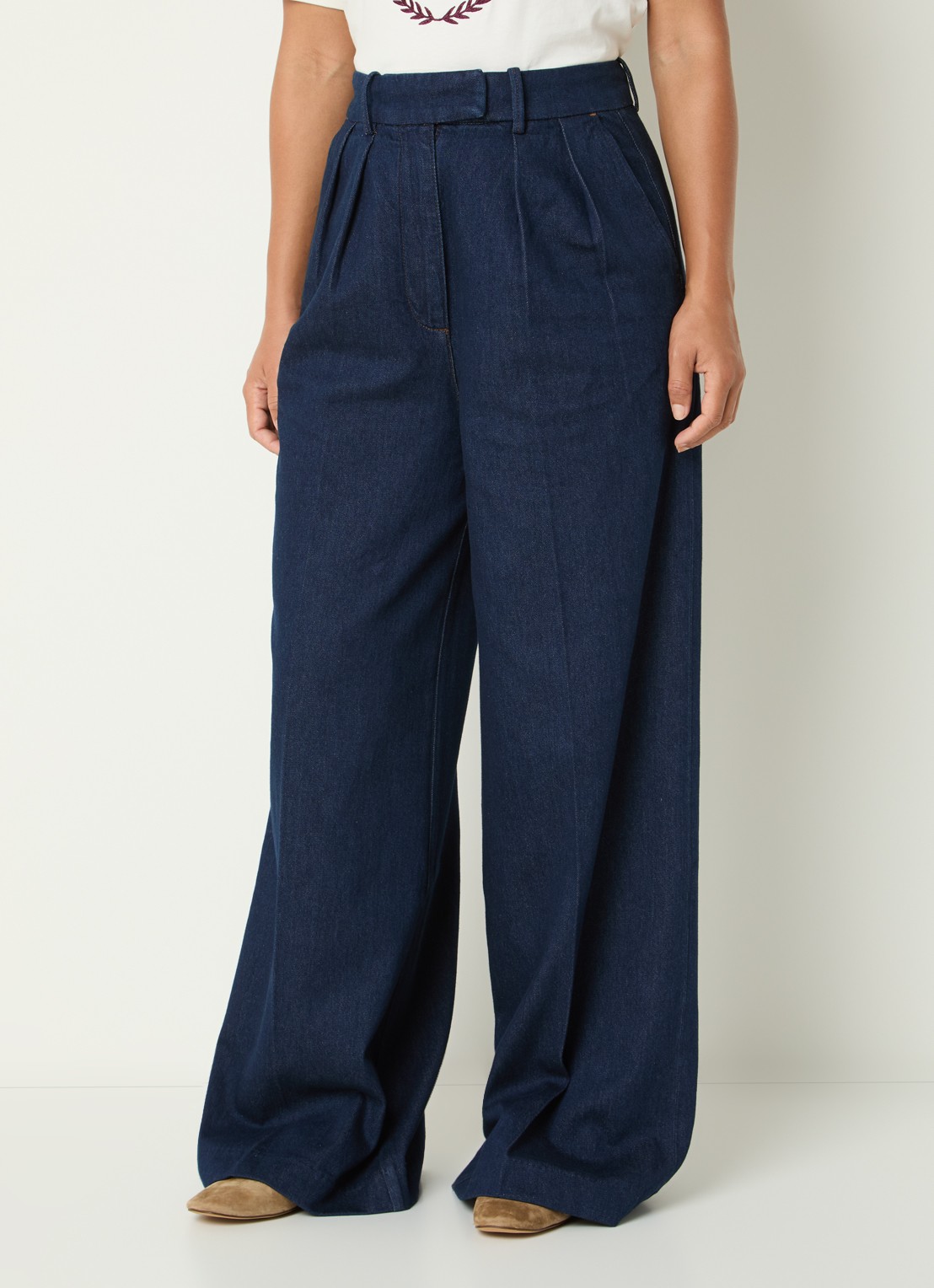 Anine Bing Lou high waist loose fit jeans met plooidetail - detail 3 indigo