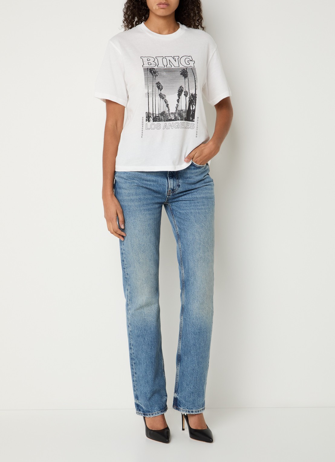 Anine Bing Louis T-shirt met print - voorkant 2 ivoor