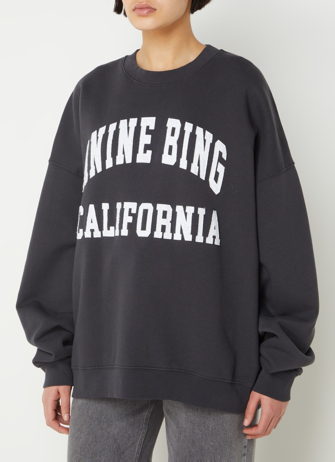 Anine Bing Miles oversized sweater met logoprint - detail 2 zwart