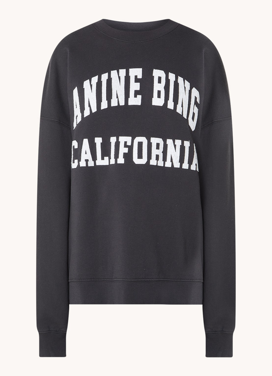 Anine Bing Miles oversized sweater met logoprint - voorkant 3 zwart