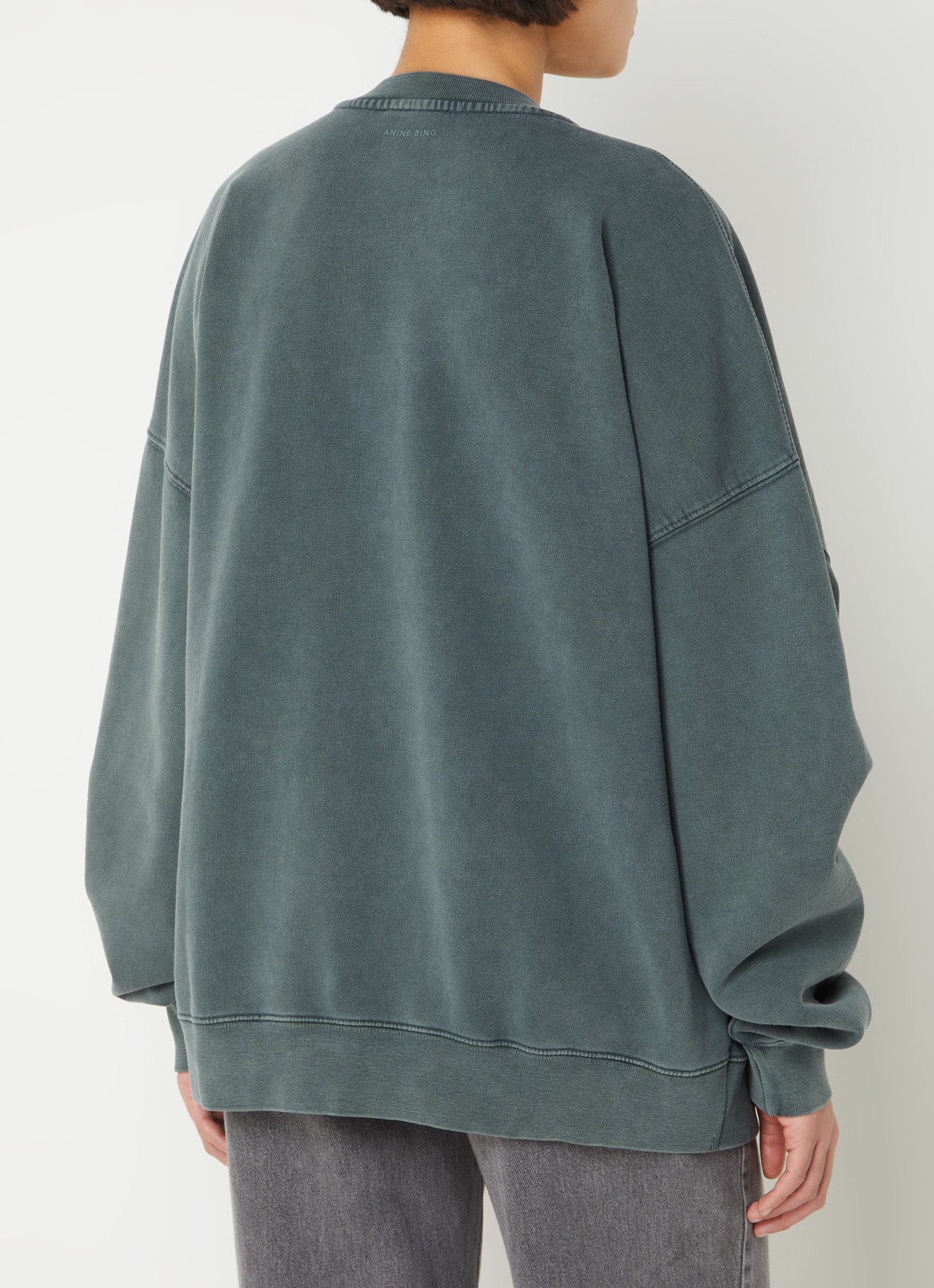 Anine Bing Miles oversized sweater met logoprint - achterkant 4 olijfgroen