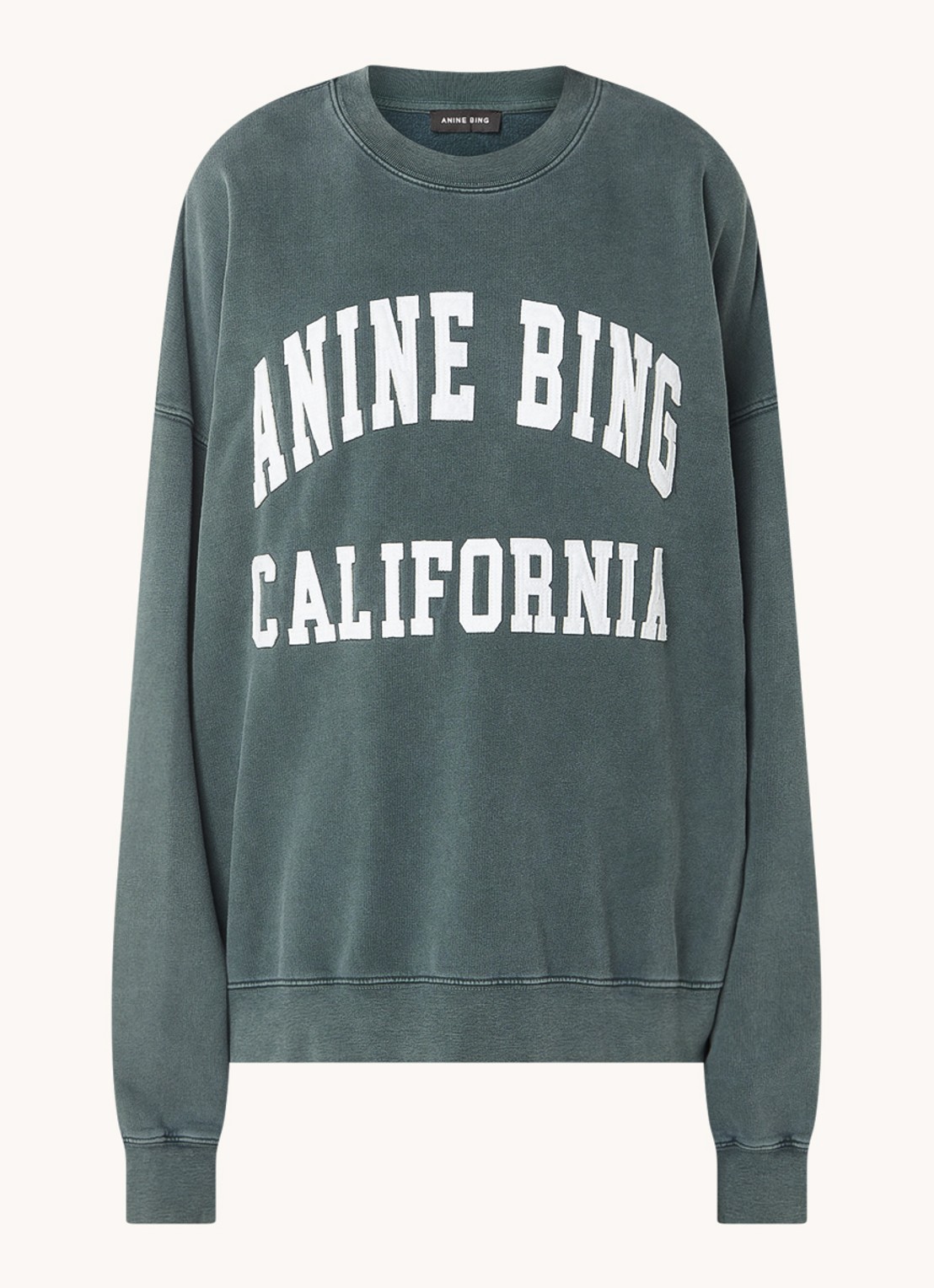 Anine Bing Miles oversized sweater met logoprint - voorkant olijfgroen