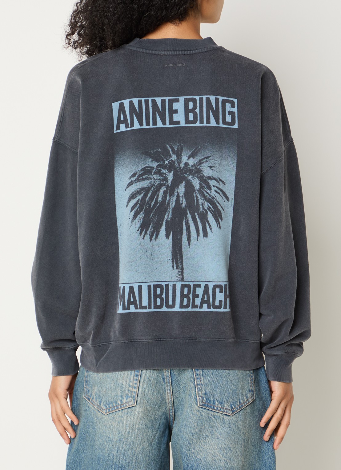 Anine Bing Miles sweater met front- en backprint - detail 3 zwart