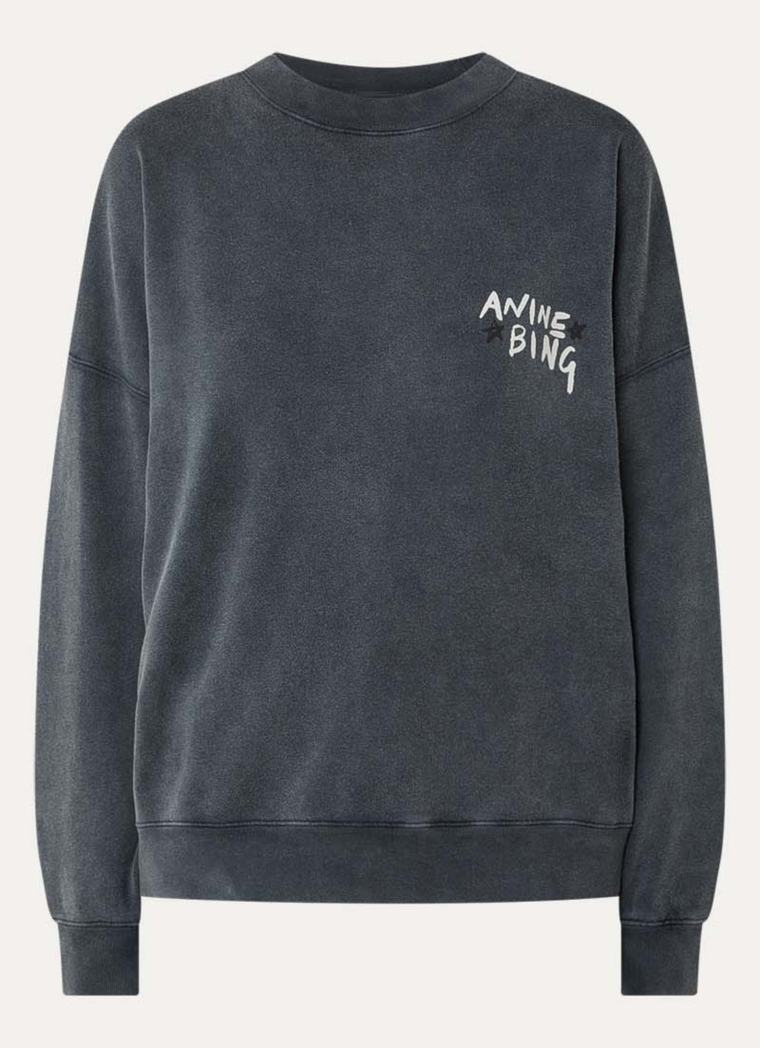 Anine Bing Miles sweater met logo- en backprint - voorkant antraciet