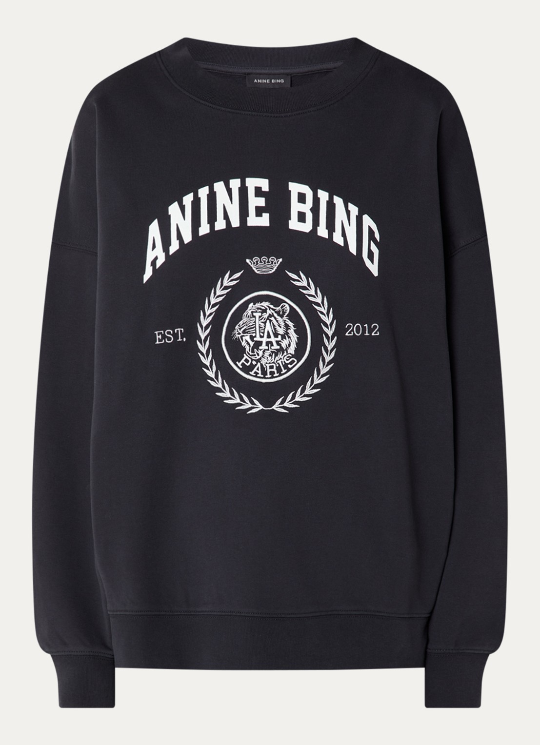 Anine Bing Miles sweater met logo  - voorkant 3 zwart