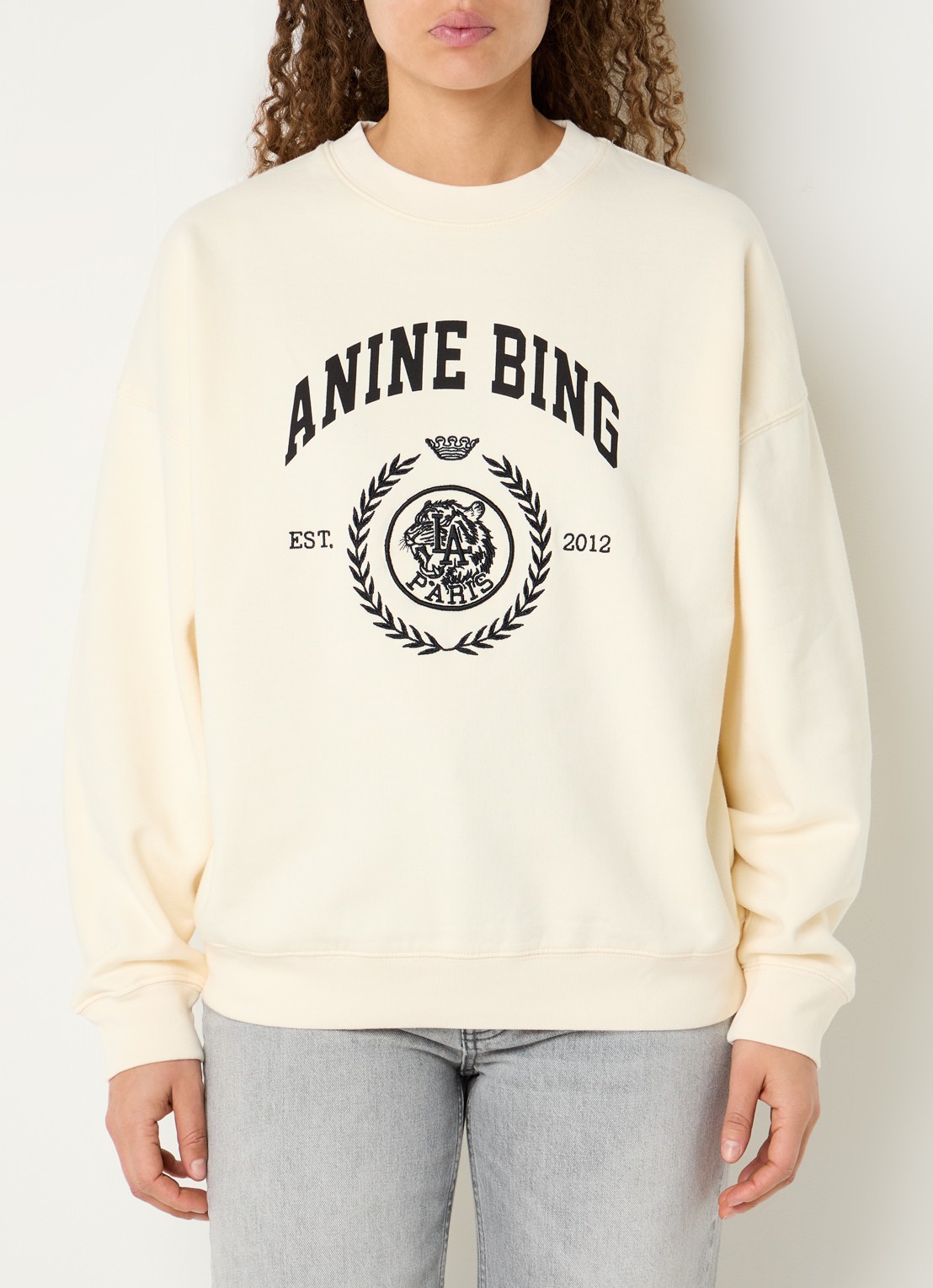 Anine Bing Miles sweater met logoprint - detail 3 gebroken wit