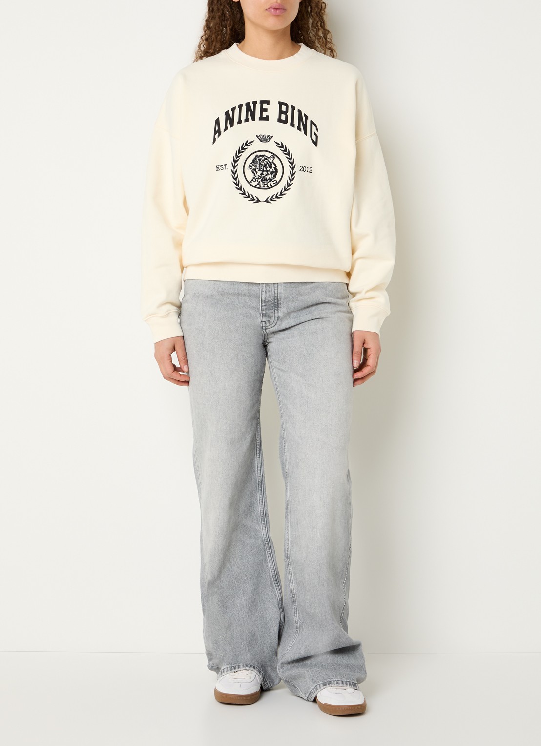 Anine Bing Miles sweater met logoprint - voorkant 2 gebroken wit