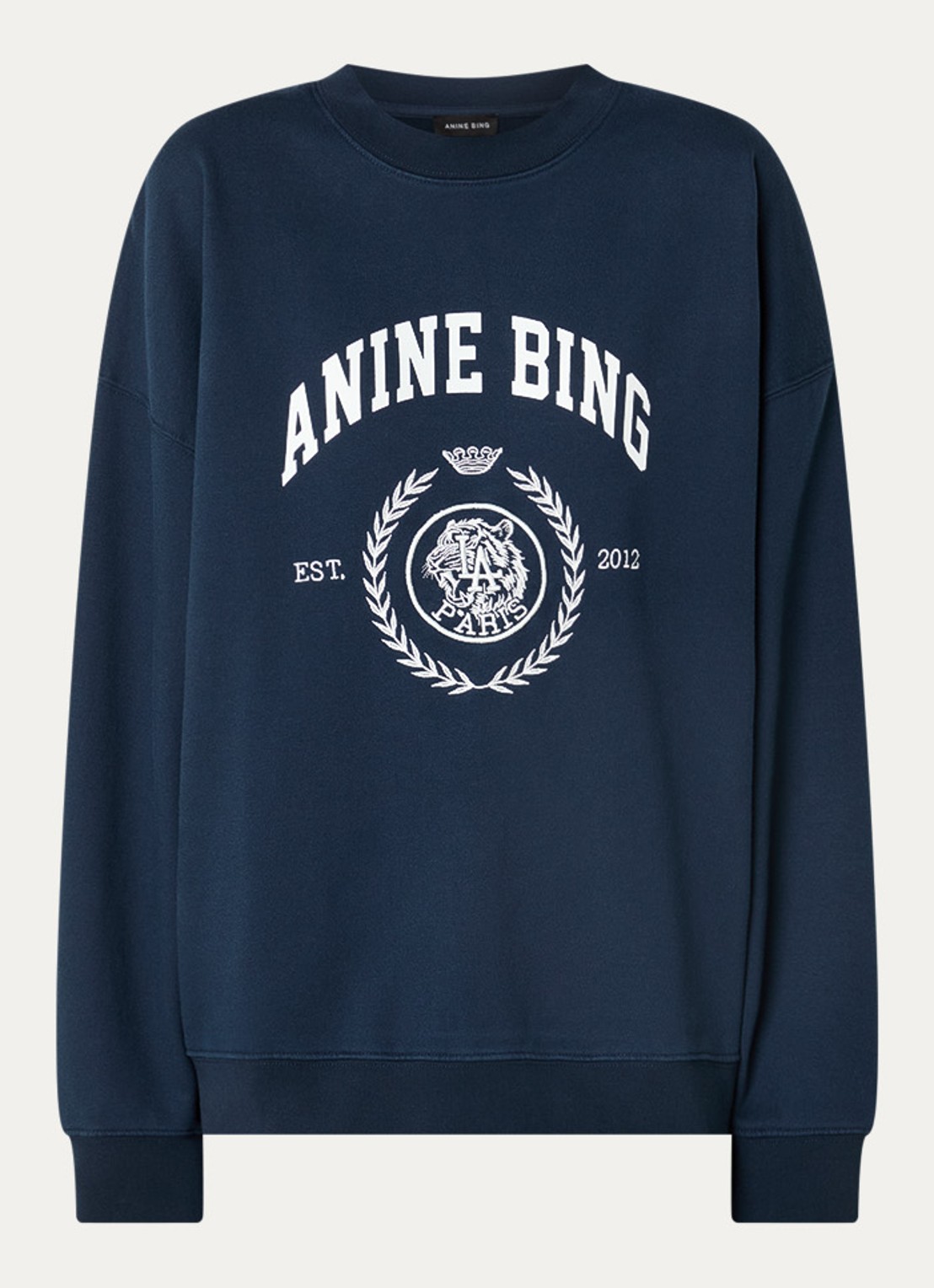 Anine Bing Miles sweater met logoprint - voorkant 3 donkerblauw