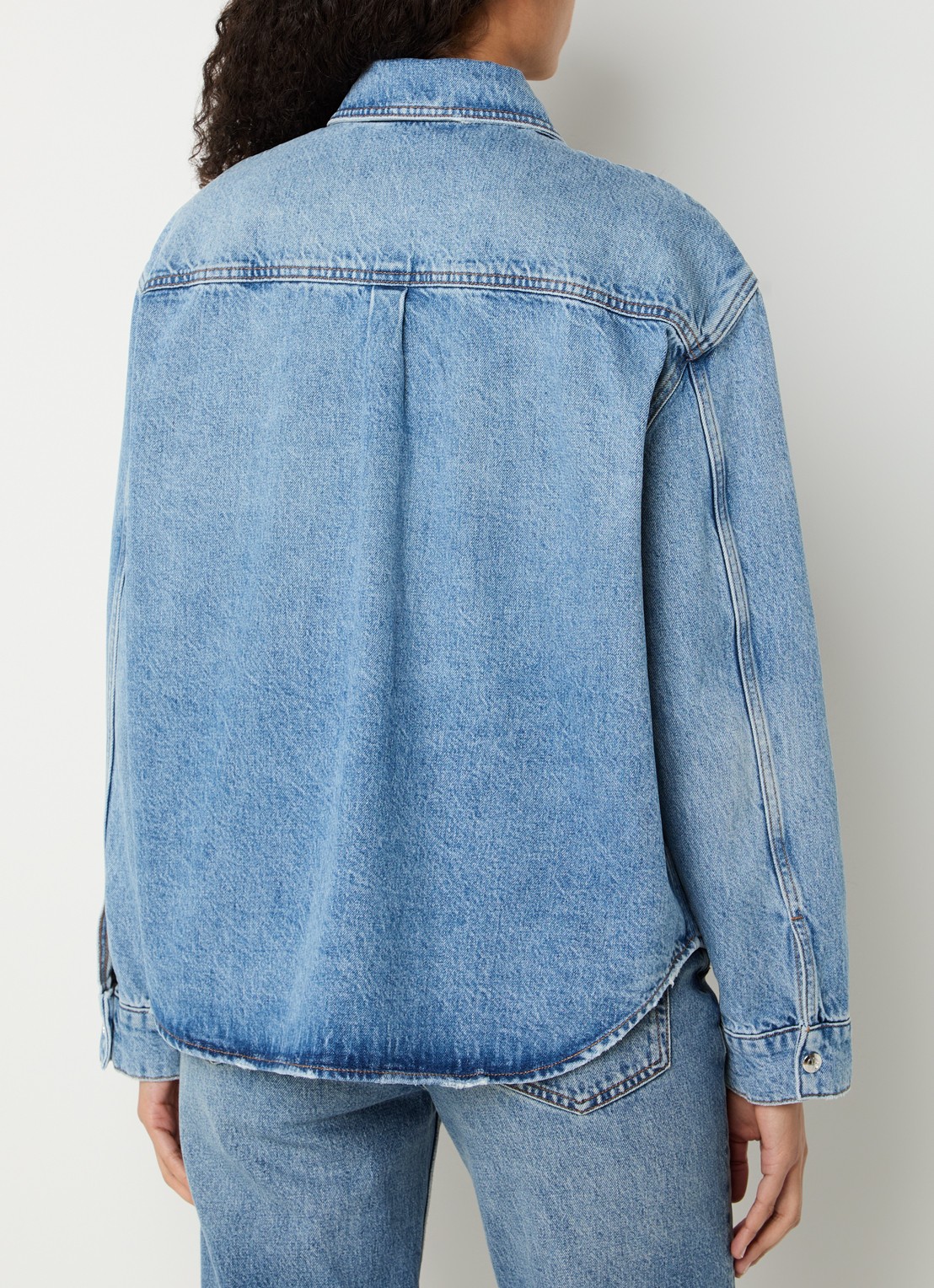 Anine Bing Paxton blouse van denim met borstzakken - achterkant 4 indigo