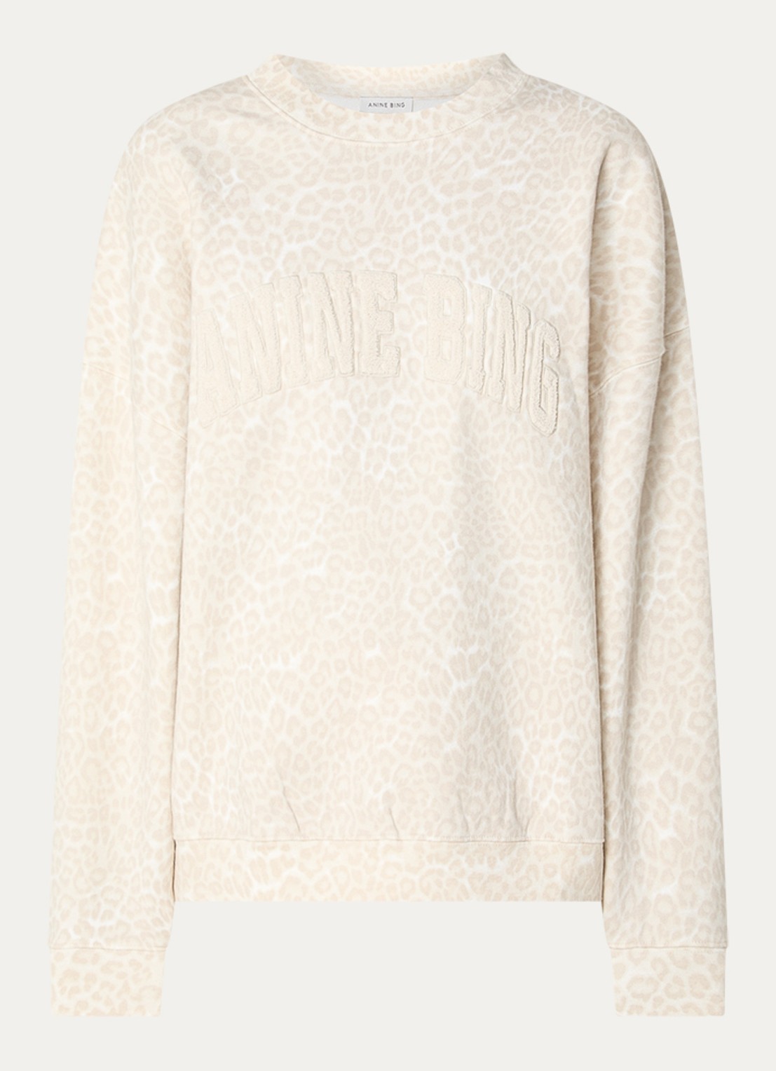 Anine Bing Sweater met panterprint - voorkant beige