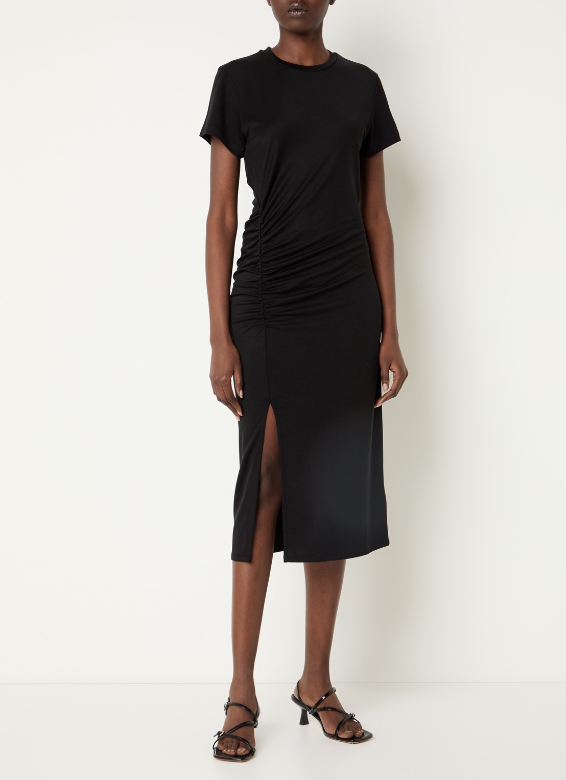 Anine Bing Vida midi jurk met plooidetail - detail 2 zwart