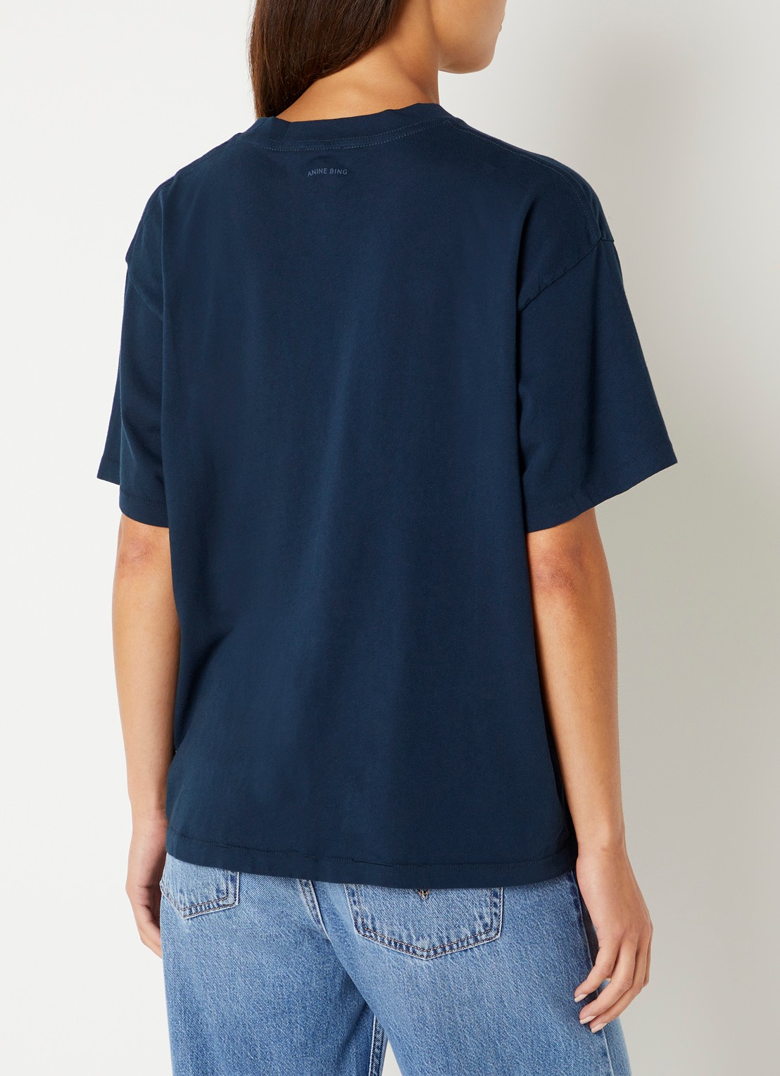 Anine Bing Wagner T-shirt met logoprint - achterkant 4 donkerblauw
