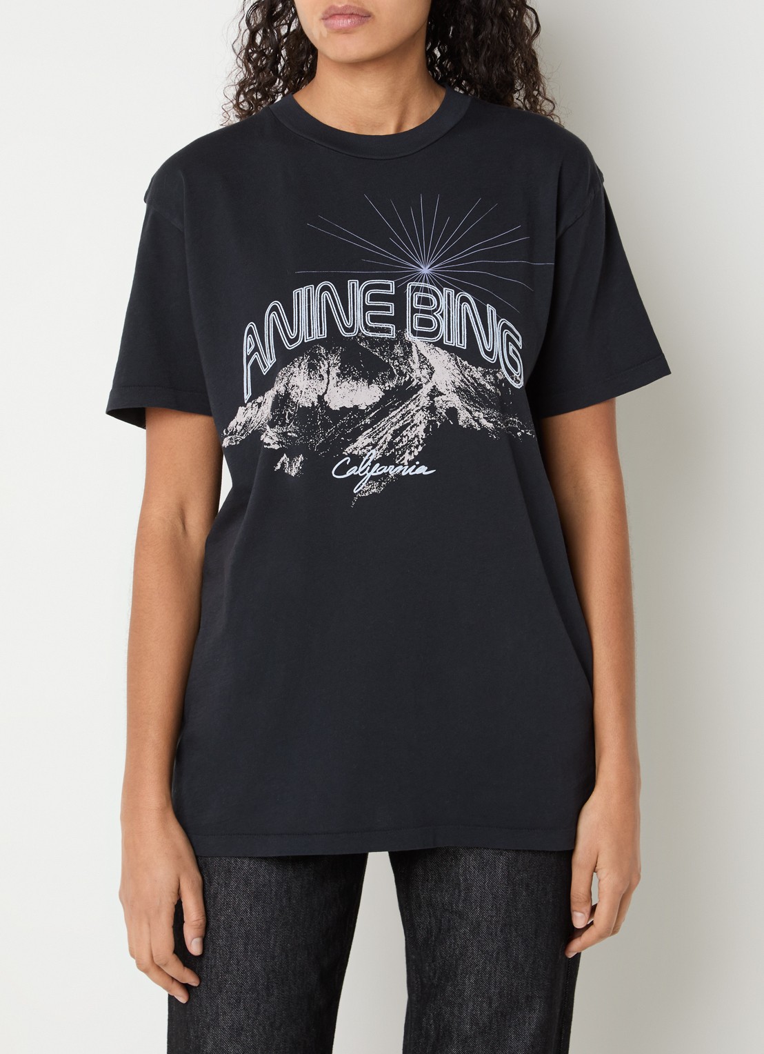 Anine Bing Walker T-shirt met logoprint - detail antraciet