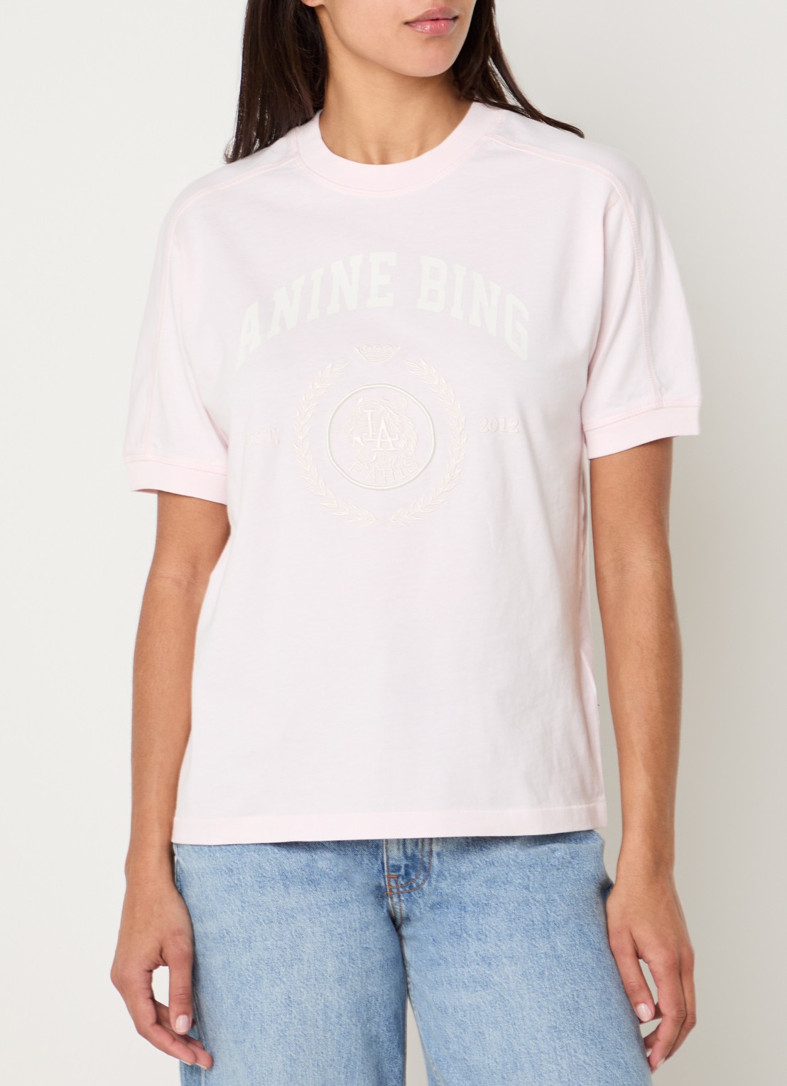 Anine Bing Walker T-shirt met logoprint - detail lichtroze