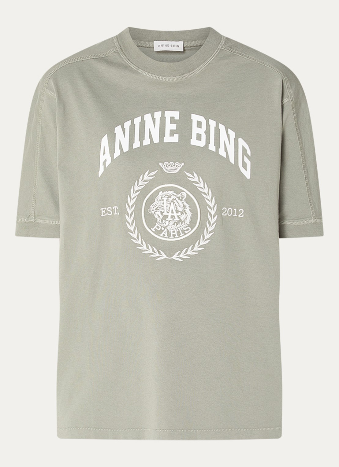 Anine Bing Walker T-shirt met logoprint - voorkant 2 olijfgroen