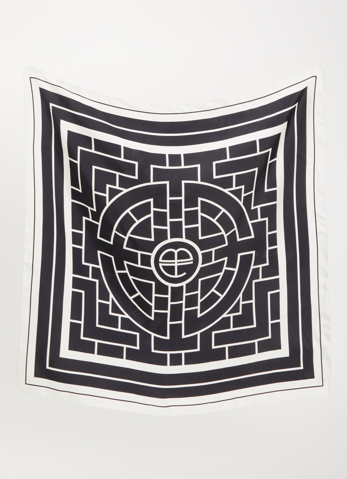 Anine Bing York sjaal van zijde met logoprint 60 x 60 cm - detail zwart
