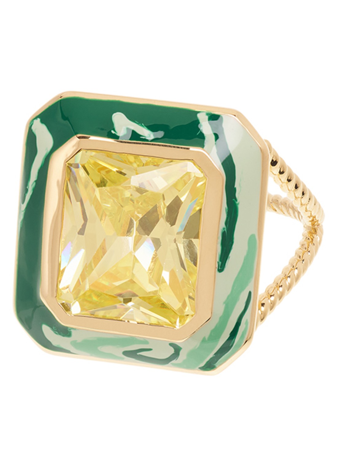 Anna + Nina Alba Verde ring verguld - voorkant goud