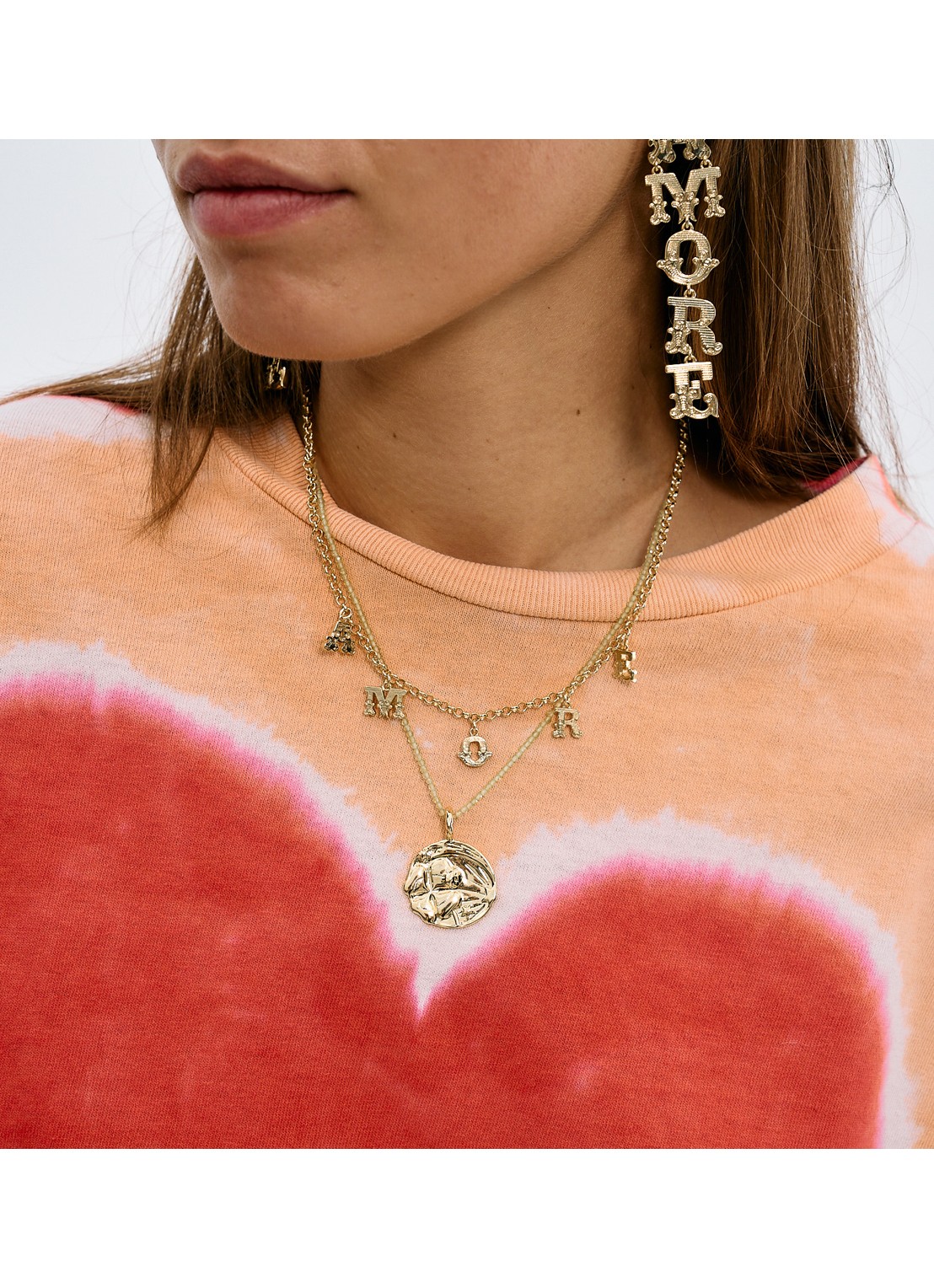 Anna + Nina Amore ketting met hanger - detail goud