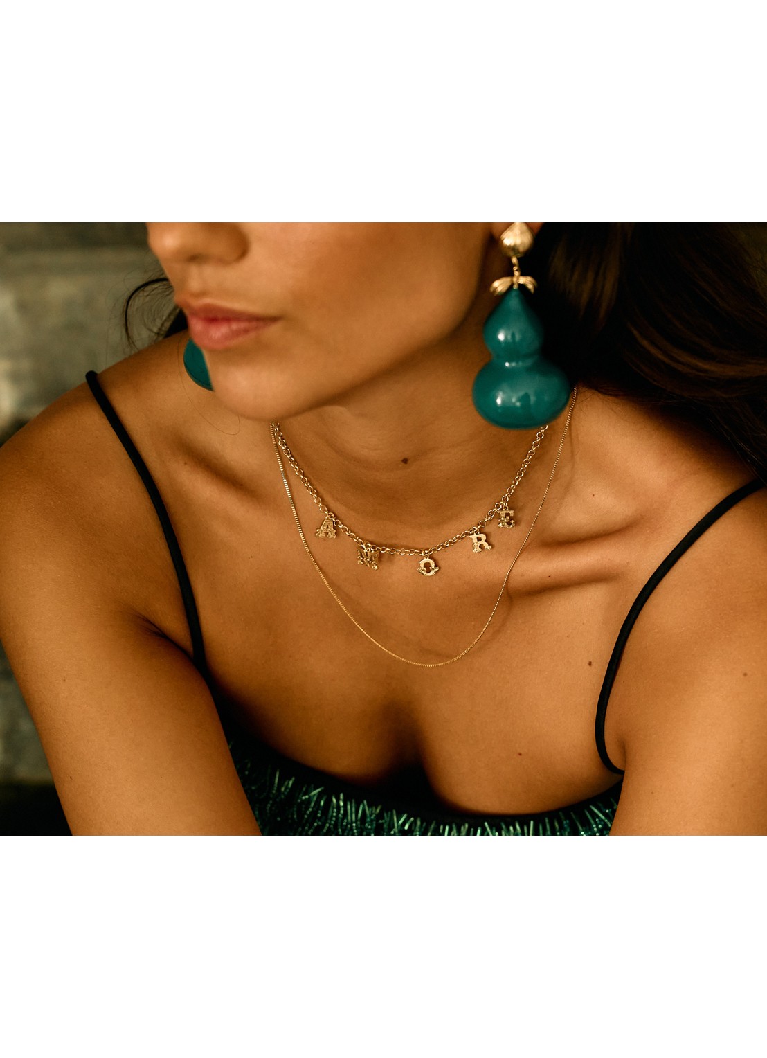 Anna + Nina Amore ketting met hanger - detail 4 goud